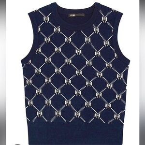 Maje Milia Jacquard bow knit sweater